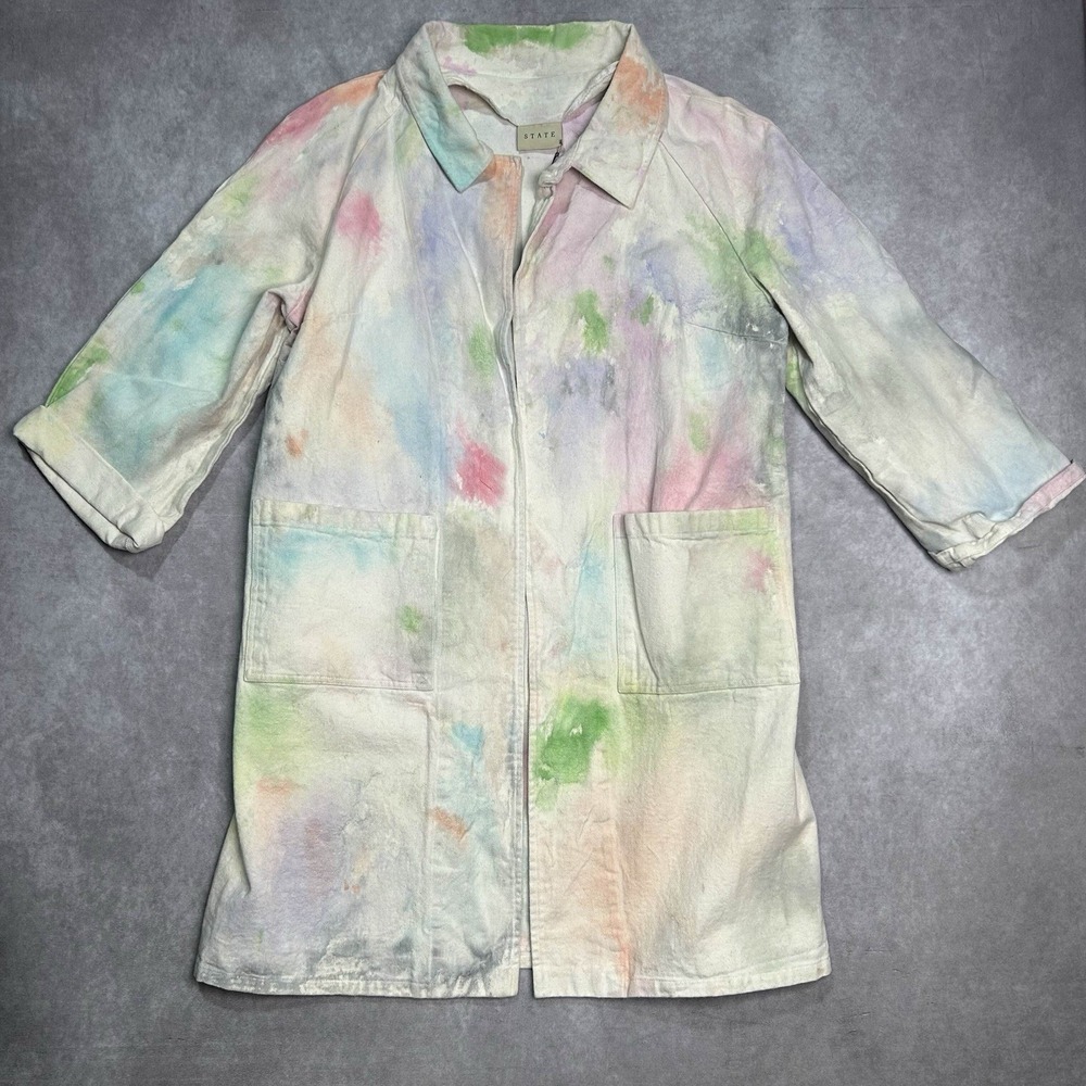 NWT State The Label Potters Coat Hand Painted Canvas RARE Size M/L